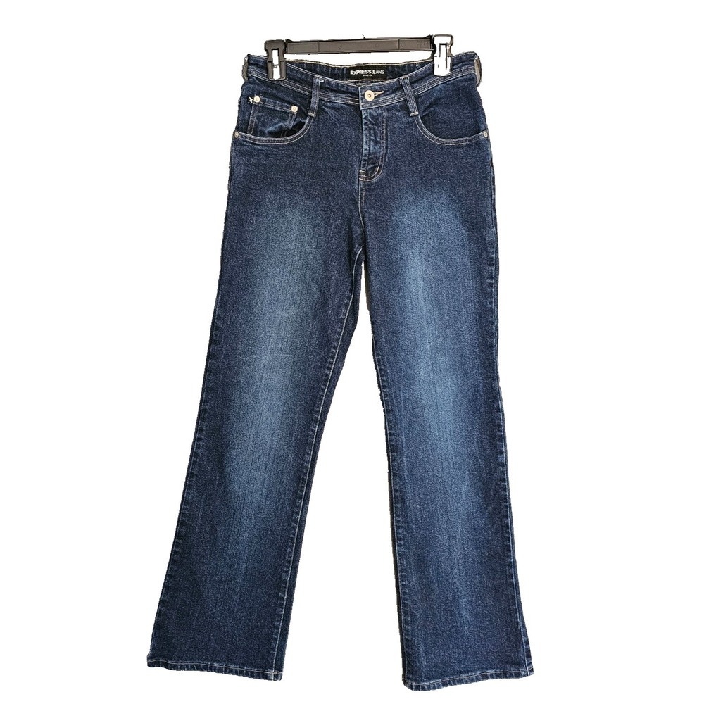 Express Jeans‎ Womens 7/8 Mid Rise Bootcut Dark Wash Stretch Y2K Hong Kong VTG
